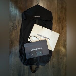 Dolce & Gabbana Black Garment Bag, hanger, & two paper shopping bags